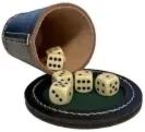 Kubek pokerowy z pokrywką czarna skóra kostki