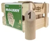 Mölkky w drewnianej skrzynce